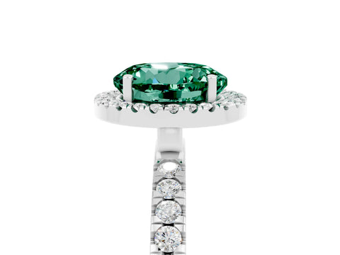 White gold Round Cut Halo Diamond Pave Band with Prong Setting_5