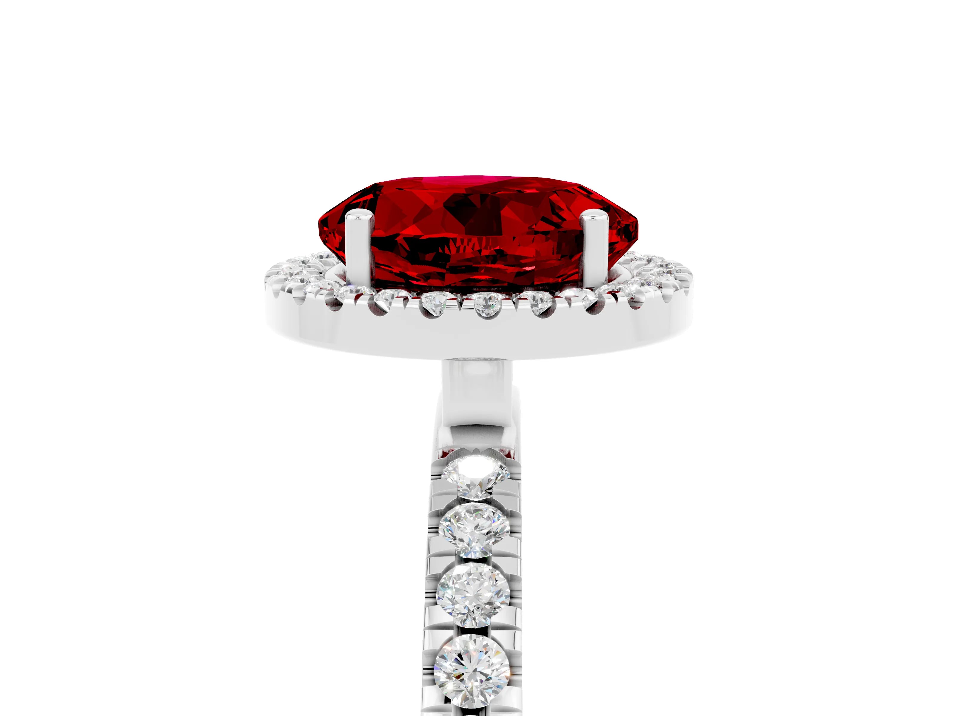 White gold Round Cut Halo Diamond Pave Band with Prong Setting_5