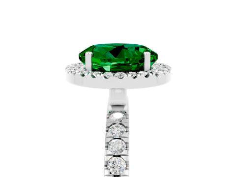 White gold Round Cut Halo Diamond Pave Band with Prong Setting_5
