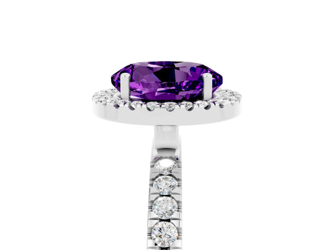 White gold Round Cut Halo Diamond Pave Band with Prong Setting_5