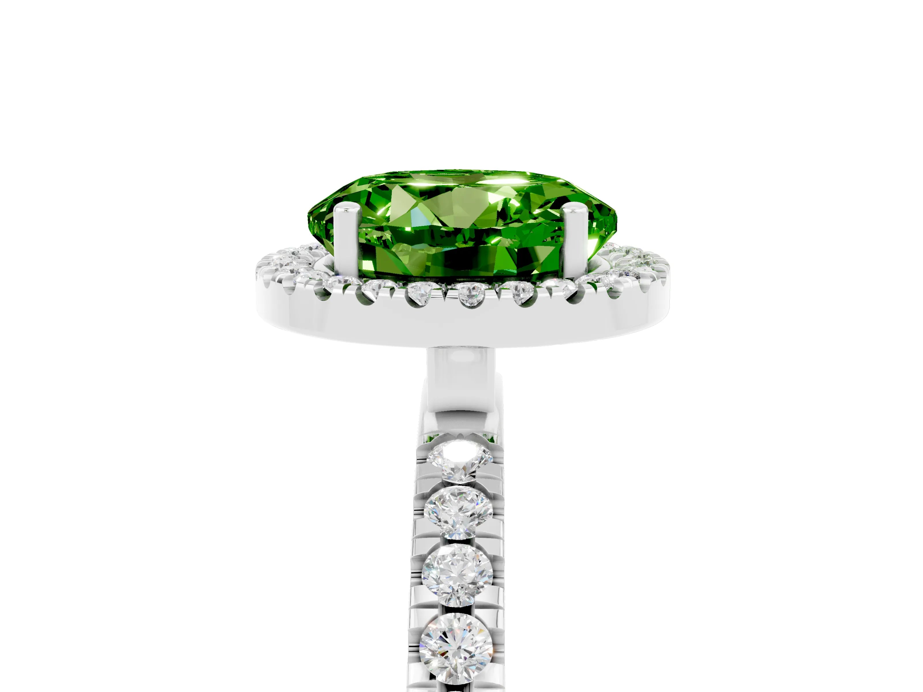 White gold Round Cut Halo Diamond Pave Band with Prong Setting_5