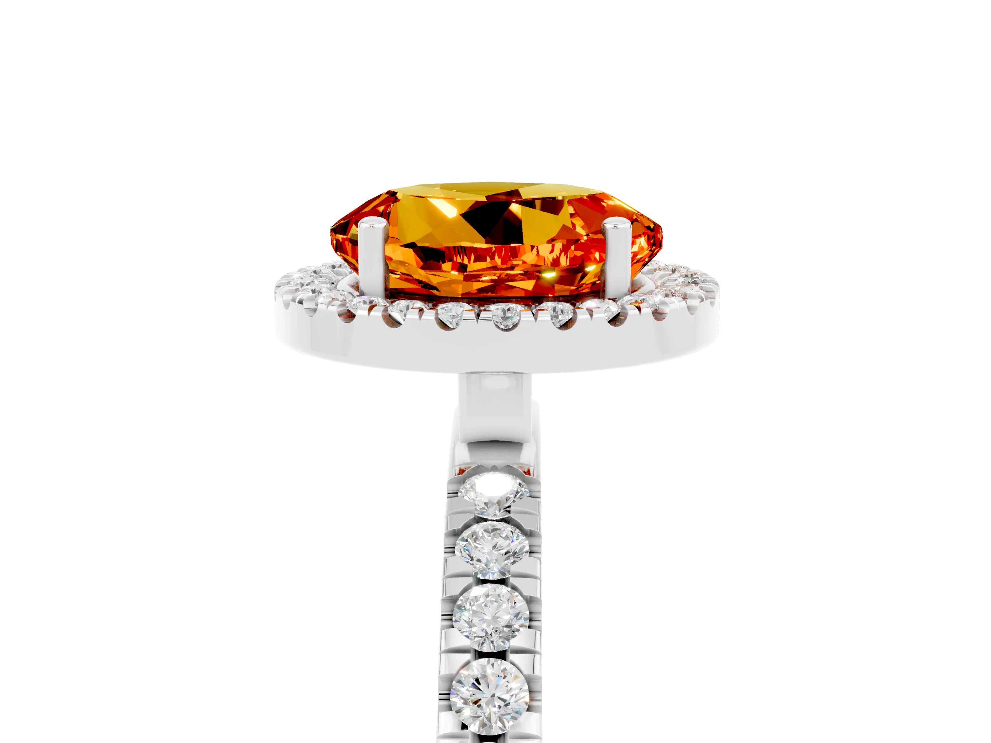 White gold Round Cut Halo Diamond Pave Band with Prong Setting_5