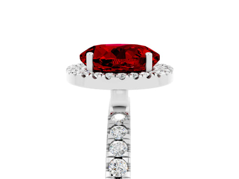 White gold Round Cut Halo Diamond Pave Band with Prong Setting_5