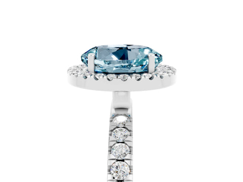 White gold Round Cut Halo Diamond Pave Band with Prong Setting_5
