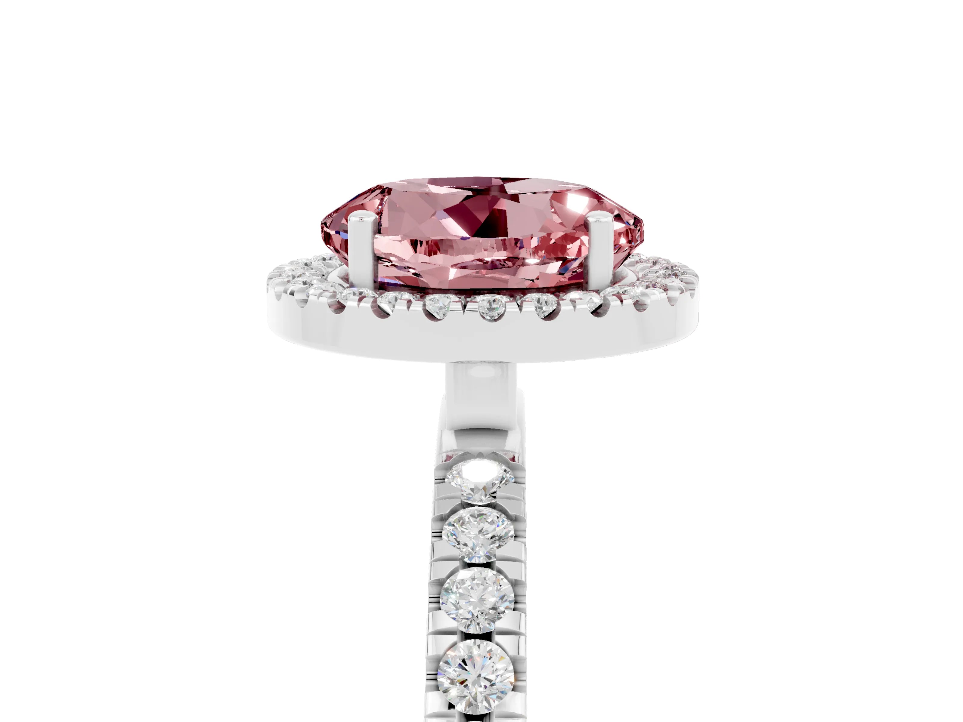 White gold Round Cut Halo Diamond Pave Band with Prong Setting_5