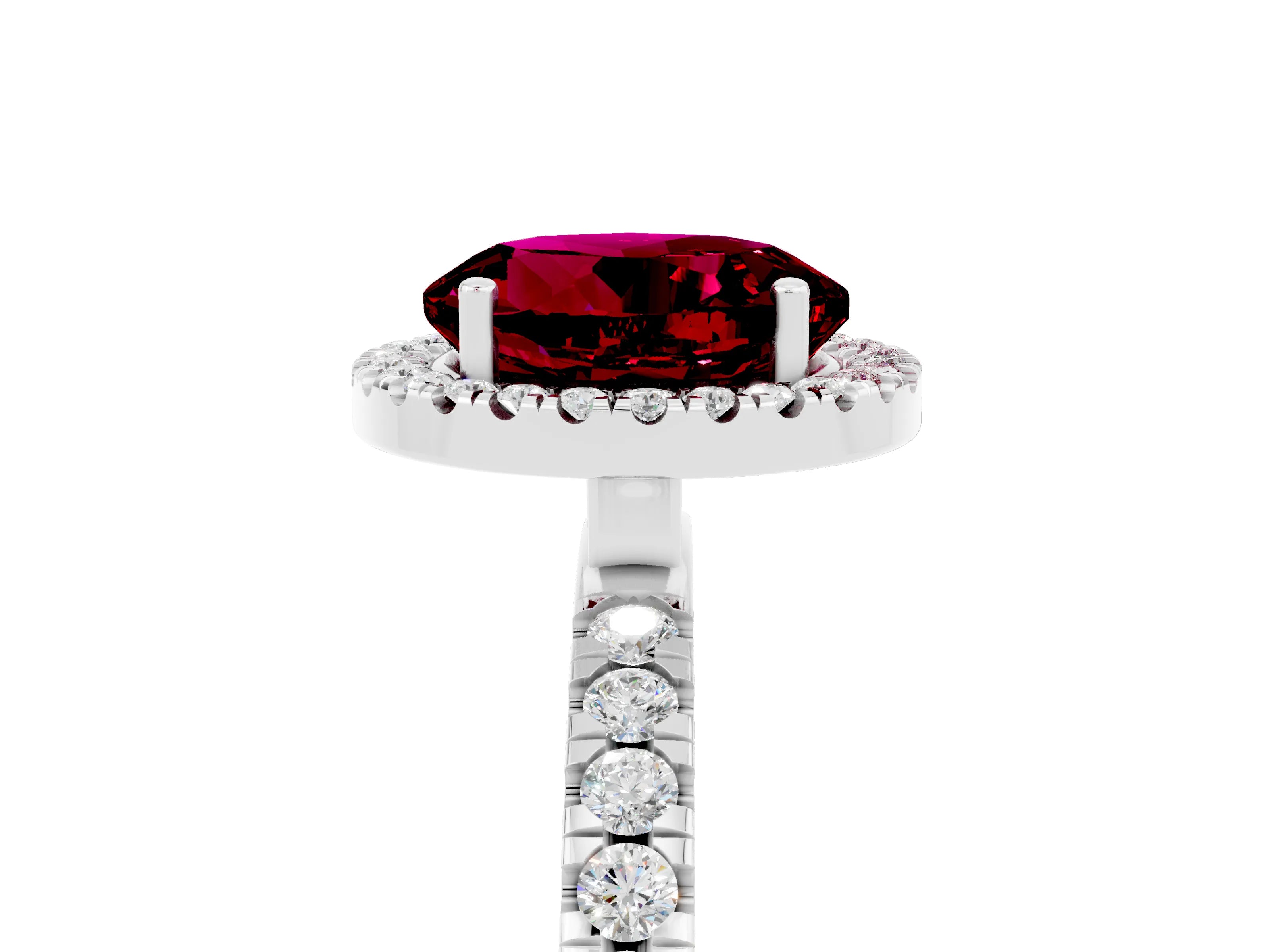 White gold Round Cut Halo Diamond Pave Band with Prong Setting_5