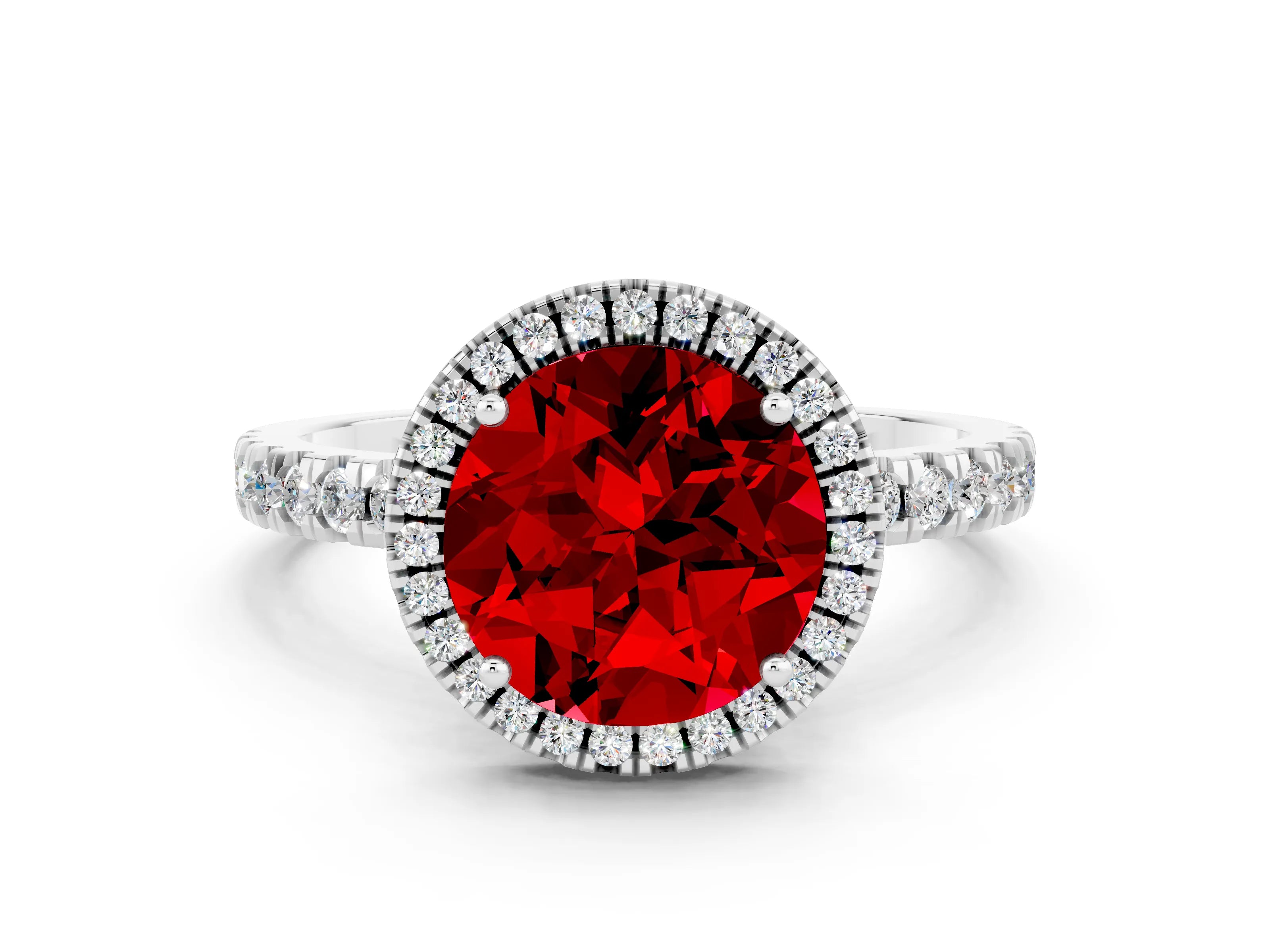 White gold Round Cut Halo Diamond Pave Band with Prong Setting