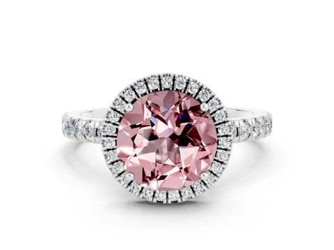 White gold Round Cut Halo Diamond Pave Band with Prong Setting