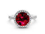 White gold Round Cut Halo Diamond Pave Band with Prong Setting