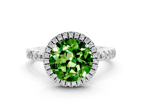 White gold Round Cut Halo Diamond Pave Band with Prong Setting
