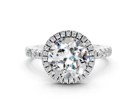 White gold Round Cut Halo Diamond Pave Band with Prong Setting