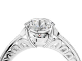 White gold Round Cut Halo Diamond Ring with Channel Set Band and Four-Prong Setting_54