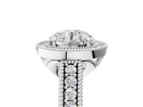 White gold Round Cut Halo Diamond Ring with Pavé Band and Four-Prong Setting_143