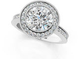 White gold Round Cut Halo Diamond Ring with Pavé Band and Milgrain Prong Setting_33
