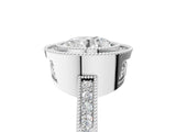 White gold Round Cut Halo Diamond Ring with Pavé Band and Milgrain Prong Setting_37