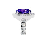 White gold Round Cut Halo Diamond Ring with Pavé Band and Three-Prong Setting_11