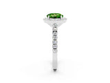 White gold Round Cut Halo Diamond Ring with Pavé Band and Three-Prong Setting_14