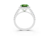 White gold Round Cut Halo Diamond Ring with Pavé Band and Three-Prong Setting_15