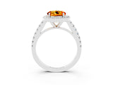 White gold Round Cut Halo Diamond Ring with Pavé Band and Three-Prong Setting_25