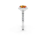 White gold Round Cut Halo Diamond Ring with Pavé Band and Three-Prong Setting_26