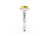 White gold Round Cut Halo Diamond Ring with Pavé Band and Three-Prong Setting_2