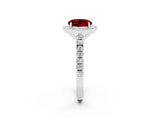 White gold Round Cut Halo Diamond Ring with Pavé Band and Three-Prong Setting_2