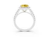 White gold Round Cut Halo Diamond Ring with Pavé Band and Three-Prong Setting_3