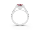 White gold Round Cut Halo Diamond Ring with Pavé Band and Three-Prong Setting_3