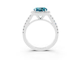 White gold Round Cut Halo Diamond Ring with Pavé Band and Three-Prong Setting_3