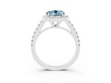 White gold Round Cut Halo Diamond Ring with Pavé Band and Three-Prong Setting_3