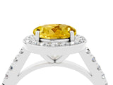 White gold Round Cut Halo Diamond Ring with Pavé Band and Three-Prong Setting_4