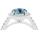 White gold Round Cut Halo Diamond Ring with Pavé Band and Three-Prong Setting_4