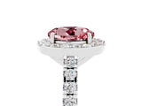 White gold Round Cut Halo Diamond Ring with Pavé Band and Three-Prong Setting_5