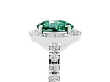 White gold Round Cut Halo Diamond Ring with Pavé Band and Three-Prong Setting_5