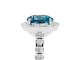 White gold Round Cut Halo Diamond Ring with Pavé Band and Three-Prong Setting_5