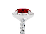 White gold Round Cut Halo Diamond Ring with Pavé Band and Three-Prong Setting_5