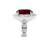 White gold Round Cut Halo Diamond Ring with Pavé Band and Three-Prong Setting_5