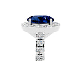 White gold Round Cut Halo Diamond Ring with Pavé Band and Three-Prong Setting_5