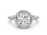 White gold Round Cut Halo Diamond Ring with Pave Band and Four-Prong Setting_49