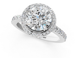 White gold Round Cut Halo Diamond Ring with Pave Band and Four-Prong Setting_50