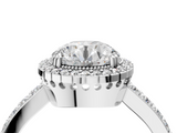 White gold Round Cut Halo Diamond Ring with Pave Band and Four-Prong Setting_53