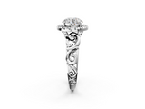 White gold Round Cut Halo Diamond Ring with Scrollwork Band and Four-Prong Setting_111