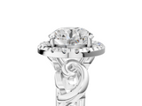 White gold Round Cut Halo Diamond Ring with Scrollwork Band and Four-Prong Setting_114
