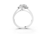White gold Round Cut Halo Diamond Ring with Solitaire Band and Prong Setting_10