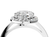 White gold Round Cut Halo Diamond Ring with Solitaire Band and Prong Setting_11