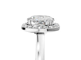 White gold Round Cut Halo Diamond Ring with Solitaire Band and Prong Setting_12