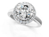 White gold Round Cut Halo Diamond Ring with Solitaire Band and Prong Setting_8