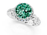 White gold Round Cut Halo Diamond Solitaire with Filigree Band and Four-Prong Setting_1