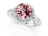 White gold Round Cut Halo Diamond Solitaire with Filigree Band and Four-Prong Setting_1