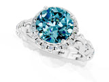 White gold Round Cut Halo Diamond Solitaire with Filigree Band and Four-Prong Setting_1